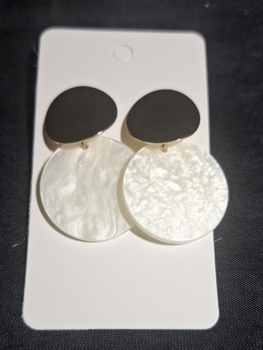 Women’s White Mother-of-Pearl Drop Earrings with Black Accent